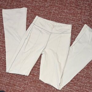 iBody flare leg leggings sage green front leg slit flares women’s medium